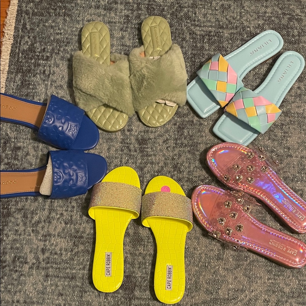 Cape Robbin Women's Sandals in Blue, Yellow, and Multicolor